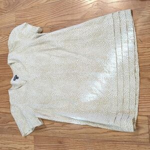 Nicole Miller Original tan and white linen viscose shift dress pleated size XXL